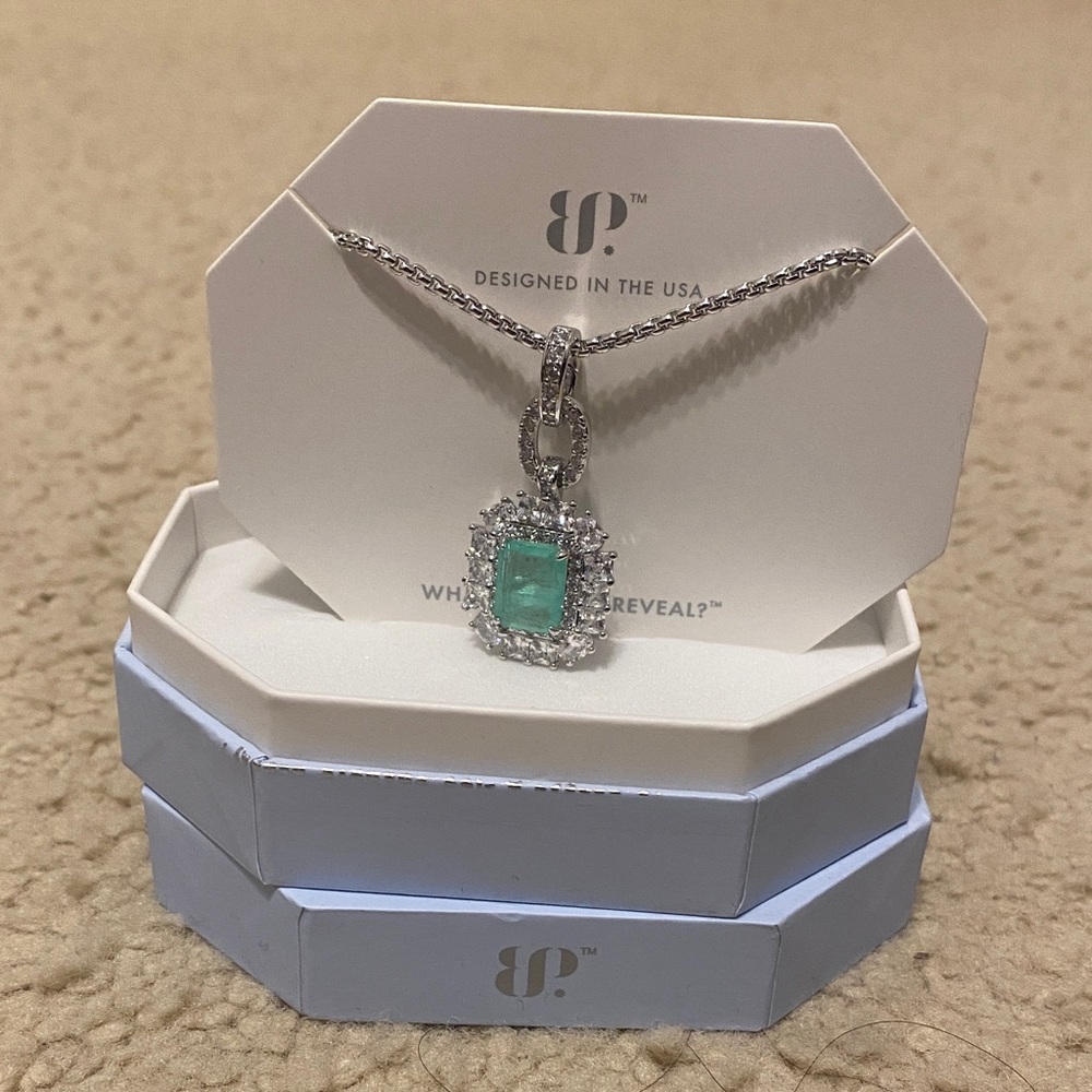 BP Silver and Green Pendant Necklace